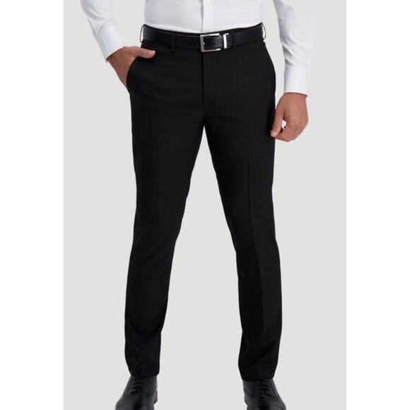 NWT Haggar H26 Men’s Stretch Dress Pants Black size 33x32 Midweight Slim Fit - Picture 2 of 6